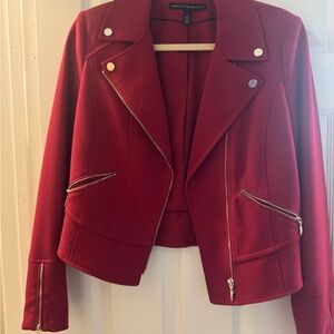 White House Black Market Red Leather Jacket